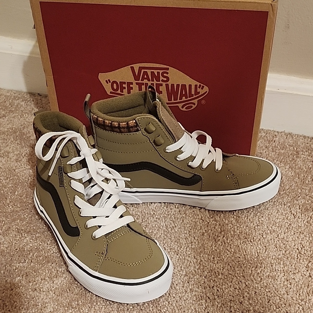 Vans Khaki and Black High-Top Sneakers